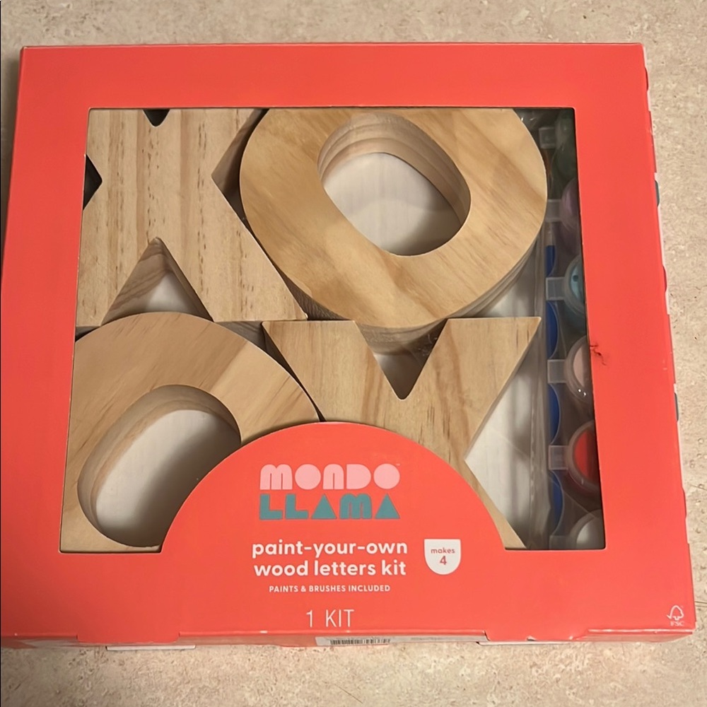 4pk Paint-Your-Own XOXO Wood Letters Kit Mondo Llama  Kit